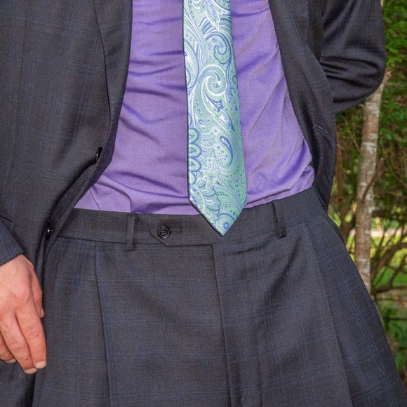 Samuelsohn 2 Button Suit - 2 PC (grey/blue pane) - Picture 4 of 6